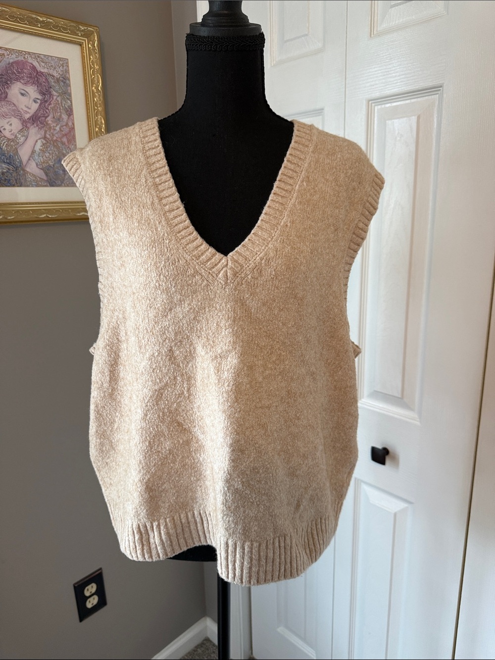 J. Crew Factory Beige V-Neck Sweater Vest
